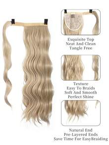 18 Inch Long Wavy Ponytail Hair Extensions For Women, Synthetic Wrap‑Around Clip In Ponytail Wig Hair Accessories, Halloween - Multicolor - View 5