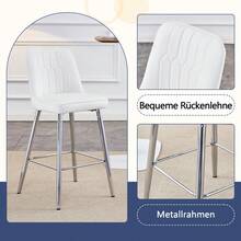 Set Of 2 Bar Stools / 100 Cm High. Stylish Bar Stools / Black PU Leather And Comfortable Footrest / Available In Several Colors / 120 Kg Load Capacity / For Restaurants, Bars And Living Rooms - 白色+銀色 - 查看 5