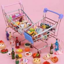 1 Set Mini Metal Shopping Cart With Handle Basket, Iron Metal Storage Display Ornament, Desktop Clutter Organizer Tool, Desktop Office Decor Ornament, Home Store Display Decoration, Creative Desktop Storage Small Item, Home Office Desktop Decor Display Tool - A - View 7