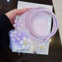 Pelindung Pengisi Daya Minimalis Motif Bunga, Pelindung Pengisi Daya Cepat untuk Apple 14 Series 11/12/13/16/15, Pelindung Pengisi Daya 20W, Hadiah Ideal untuk Teman - Purple - View 8
