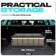 FORTEM Car And SUV Trunk Organizer - Car Storage Organizer - Large Foldable Box With 2 Compartments - Non-Slip Base - Adjustable Straps - Removable Lid (Black) - 曬黑的 - 查看 4