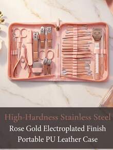 6/32/38pcs Stainless Steel Nail Clipper Set With Portable Case, Manicure Tools, Pink Nail Trimmer, Ear Wax Removal Tool Set, Spiral Rotating Ear Pick, Cleaning Ear Pick - Pink - View 4