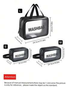 3 peças/1 peça Bolsa de Maquiagem de Viagem à Prova d'Água em PVC, Bolsa de Armazenamento de Pincéis de Maquiagem, Bolsa Organizadora de Cosméticos, Bolsa de Higiene Pessoal, Adequada para Férias e Uso no Verão, Bolsa de Maquiagem Transparente, Bolsa de Praia, Bolsa de Bagagem Multifuncional, Bolsa de Higiene Pessoal de Praia Essencial para Férias - Preto - Visão 16
