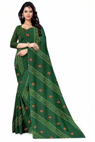 Estationeryhouse Bandhani Diagonal Print With Unstitched Blouse Piece - Green - View 3
