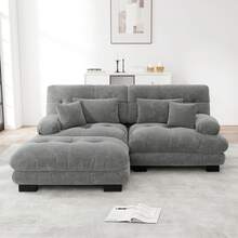 Sofa 220 cm de Chenille para hogar - Gris, 2 plazas - Ver 1