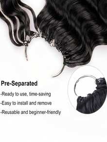 Boho Braids Water Wave Curly 60g 50 Strands Human Crochet Hair For Women 12-18 Inch 100% Remy Human Hair Pre-Separated Invisible Miracle Knots Feather Crochet Human Hair Boho Extensions Natural Black 1B# - Natural Black - View 6