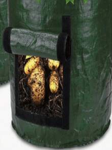 Bean Planting Bag, Durable Fabric Garden Pot With Lid And Handle, Spring Planting Bag, Plant Growth Bag, Potato Vegetable Plant Cultivation Planting Bucket With Door - Multicolor - View 11