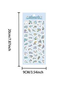 Hoja de pegatinas de papel washi con tiburón de dibujos animados lindo, pegatinas pequeñas de animales marinos kawaii, pegatinas de película mate brillante para diario, álbum de recortes, funda de teléfono, taza de agua, tarjeta Guka, manualidades DIY, decoración de estudiantes, útiles escolares - tiburón - Ver 2