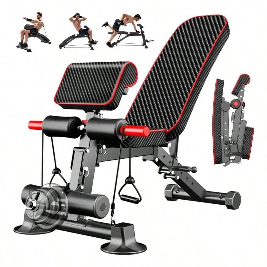 Kingkang Folding Exercise Bench | 7 Positions, With Leg Module And Barbell Support (353 Kg) - Black - View 1