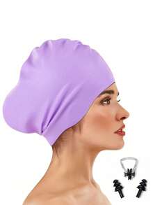 Unisex Oversized Swim Cap, Ponytail Design, Suitable For Long And Thick Curly Hair, Dreadlocks, Braids, Afro Hair, Silicone Material, Keeps Hair Dry, Beach Essential, Beach Accessory, Pool Float - Multicolor - View 18