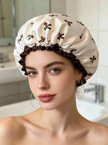 2pcs/1pc Topi Mandi Dua Lapis, Topi Mandi Multifungsi Wanita untuk Perlindungan dari Minyak dan Asap di Rumah dan Dapur, Topi Masker Rambut - MultiWarna - View 4