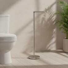 Inde CONFORTIME | Porte-papier toilette sur pied en acier inoxydable 72 x 15 cm, support vertical avec base stable, porte-rouleau de papier toilette sans perçage, accessoire de salle de bain pour une organisation optimale - Porte-rouleau de papier toilette en métal - Voir 7