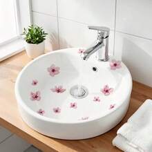 One Sheet Of Fresh Cherry Blossom Petal Tile Sticker, Self-Adhesive Sink Decoration Sticker, Bathroom And Kitchen Fresh Floral Beautifying Decal, Pink Flower Sticker, Waterproof PVC Self-Adhesive Paper, Can Be Used For DIY, Suitable For Smooth Surfaces. - D - View 7
