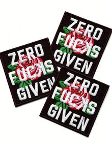 1 pieza/2 piezas/3 piezas/4 piezas Parche bordado termoadhesivo Zero F**Ks Given con rosa - Multicolor - Ver 10