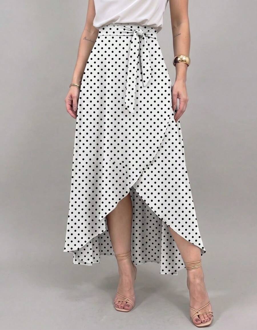 Long Wrap Skirt With Tie Fashion Blogger - Multicolor - View 1