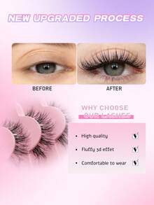Sibeuna 7 pares de pestañas postizas naturales delicadas y transparentes estilo ojo de gato - Reutilizables, ligeras y cómodas, crean un maquillaje de ojos encantador - Perfectas para uso diario, tiras de pestañas, pestañas, pestañas postizas - Negro - Ver 4