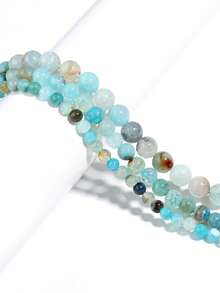 1 String Natural Aquamarines Dragon Pattern Agate Beads Energy Healing Gemstone Beads Diy Jewelry Making Suitable For Bracelets Necklaces 6 8 10mm - Mint Blue - View 5