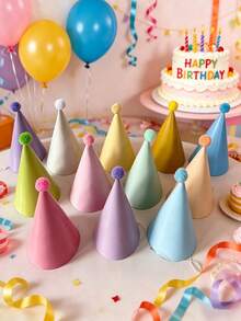 10pcs/5pcs Soft Color Party Hats, Birthday Party Cone Hats, Cute Cake Cone Birthday Paper Hats, Cute Crown, Adult Birthday Party Hat Set, Bride Bachelorette Party Decoration Hats, Gold Decor Multi-Color Hats, Birthday Party Hats - Multicolor - View 7