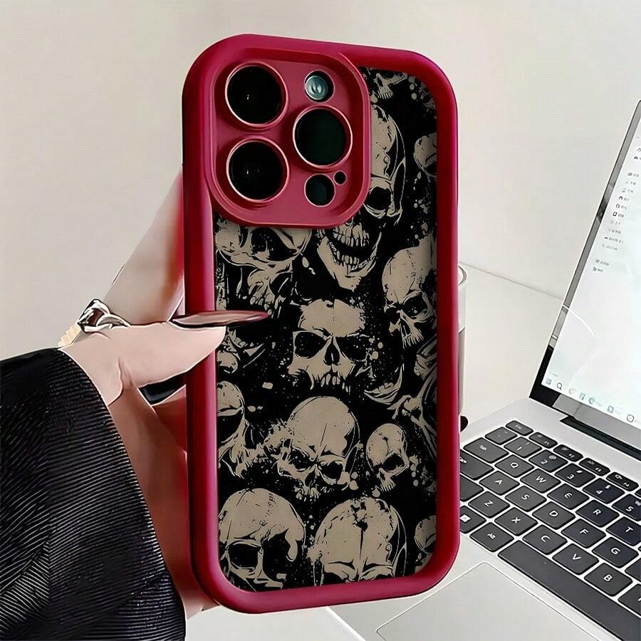 Dark Skeleton Patterned Phone Case, Compatible With Models Such As 16E/15/14/13/12/11/PRO/PLUS/PROMAX/MINI, S/A/M/NOTE, S/G/EDGE/E, Transition SPARK/HANTOM/CAMON/, Honor 400/PLAY/X/Y, Reno/A/F, 14//POCO/NOTE And Others. Transparent, Simple, Elegant And Durable, Made With Protective TPU Material. Ideal For Valentine's Day, Halloween, Christmas And Other Festive Occasions, Great For Personal Use Or As A Gift. - 波爾多 - 查看 1
