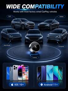 XF.Meraki 2合1無線CarPlay與Android Auto轉接器，即插即用。CarPlay將有線轉為無線，快速自動連接且無延遲。適用於與Android設備的緊湊設計，配備USB/USB-C接口（黑色）。 - 二合一車機互聯投機 - 查看 9