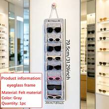 1pc - Hanging Felt Eyewear Storage Bag, Wall-Mounted 8-Slot Transparent Window Fashion Glasses Organizer, Fits Fashion Glasses, Shades, Prescription Glasses, Glasses, Sun Visor Glasses And More, Bedroom Closet Eyewear Organizer, Large Capacity Men/Women Eyewear Storage Container, Foldable Travel Eyewear Storage Bag - Grey - View 11