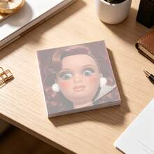 1/4 Pcs Square Creative Sticky Notes And Color Code Labels, Annoying Angry Doll And Brown Wavy Hairstyle Face Memo Pad, Humorous Stationery For Student Office Daily Planning, Gag Gift, Desktop Decor And Workplace Message Notes - one-size - View 4