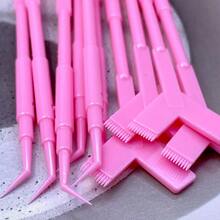Mollie Lipper Set Alat Ekstensi Bulu Mata 30pcs: Kuas Berbentuk Y + Bantalan Silikon + Tongkat Pengeriting Bulu Mata 3-in-1 - Berwarna merah muda - View 4