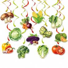 Vegetable Themed Party Backdrop Decorations Set, Paper Happy Birthday Banner & PVC Hanging Swirls, Farm Veggie Mini Wall Background Decor For Kids First Birthday Garden Party - View 4