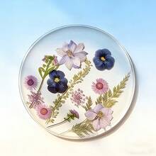 4pcs 2D Flat Acrylic Printed Coasters, Colorful Wildflower Art Design, Kitchen Decor, Suitable For Valentine's Day, Wedding, Birthday, Mother's Day Gifts, Applicable For Dining Table, Bar Counter, Home Decor, All Year Round - Multicolor - View 5