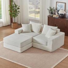 Modular Seating Group Loveeat Cloud Sofa, Boneless Sofa With Anti-Slip Base, Comfortable Sleeper Sofa For Customized Living Spaces, Modern Modular Sofa - White - View 5