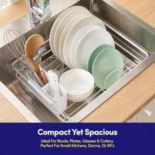 Escurridor de platos de 3 piezas con escurridor para encimera de cocina, estante para platos con soporte extraíble para utensilios y boquilla giratoria para encimera, estante para platos para platos - Pago - Ver 6
