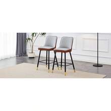 Set Of 2 Bar Stools / 100 Cm High. Stylish Bar Stools / Black PU Leather And Comfortable Footrest / Available In Several Colors / 120 Kg Load Capacity / For Restaurants, Bars And Living Rooms - 棕色+黑色+淺灰色 - 查看 10