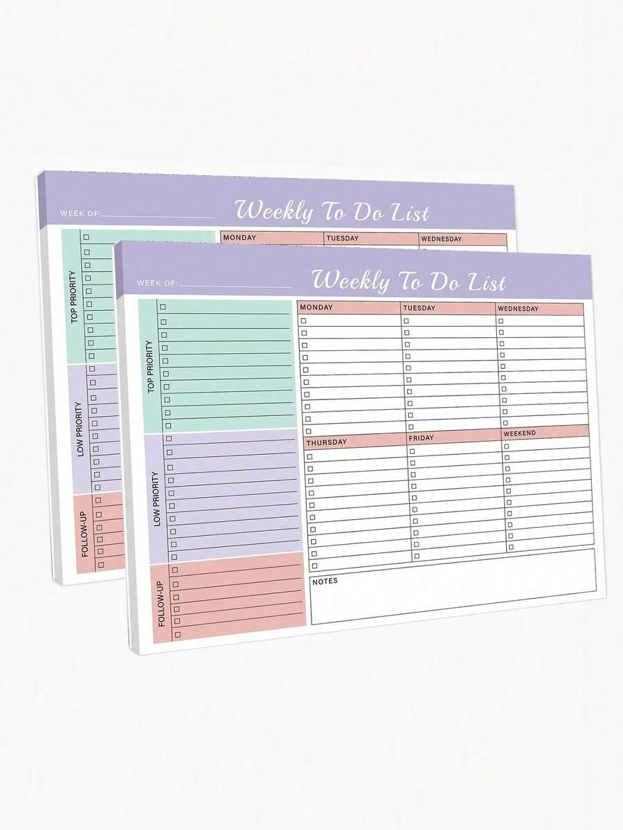 52 Sheets Weekly To-Do List Notepad 8.5x11 Inch, Motivational Goal Setting Time Management Planner, Multi-Purpose Recipe Work Home School Planning Notebook, Perfect Stationery Gift For Adults And Teachers School Supplies - A - View 1