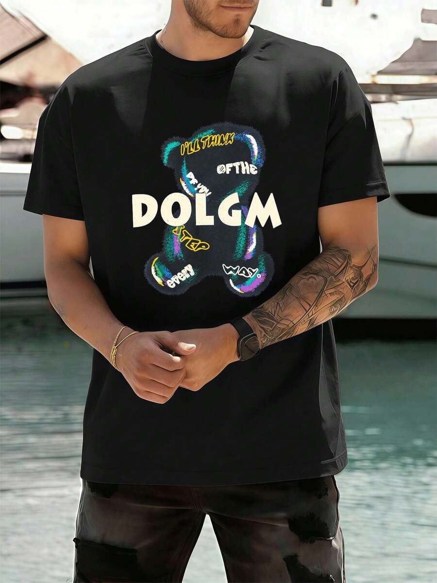 Herren-T-Shirt Mit B?RenprI Nt, L?Ssig, SomM E R, Streetwear, Hip-Hop, Atmungsaktiv, EI Nzigartiger GrafikprI Nt - 黑色 - 查看 1