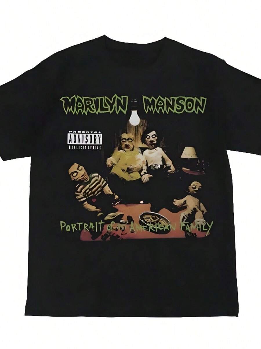 camisas para hombre Marilyn Manson Print T-Shirt Men Women Hip Hop Oversized Tshirt Short Sleeve T Shirt Streetwear Tops Tee Y2k Top  Women Clothing.... men vacation s