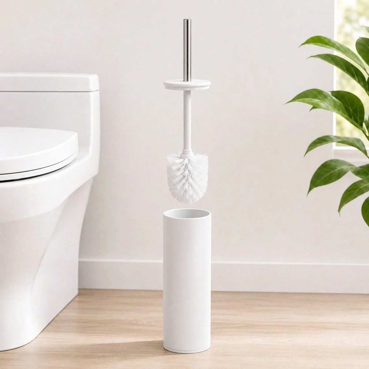 White Toilet Brush Holder