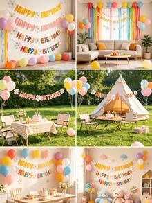 1 Set Floral Bunting, Colorful Flags, HB Happy Birthday Daisy Bunting, Mori Style English Happy Birthday Pink Bunting, Birthday Decoration, Suitable For Birthday Party, Theme Party, Anniversary - Raise the Flag - View 2