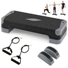 3-In-1 Aerobic Step Platform 600 LBS Adjustable Exercise Stepper - Gray - View 13