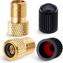 2pcs Brass French Valve Adapter, Converts Presta To Schrader, Use Standard Pump Or Air Compressor To Inflate Tires, 2pcs Black Tire Valve Caps (Granular Style) - Multicolor - View 10