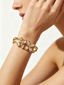 VceTd 1 Set Elegant Personalized Style Bamboo Knot Stainless Steel Jewelry Set Suitable For Women's Daily Wear Or As A Holiday Gift For Loved Ones Or Friends - Yellow Gold - View 3