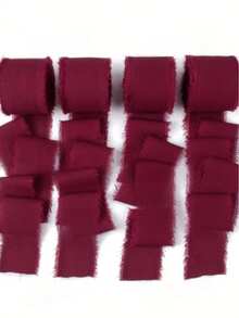 1 Roll/3 Rolls/6 Rolls Ribbon, Suitable For Wedding Invitations, Bridal Bouquets, Gift Wrapping, DIY Crafts, Scene Decoration, Holiday Decoration, Room Decoration, Home Decor - Claret - View 1
