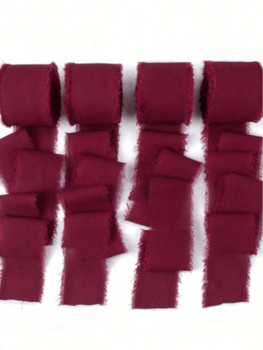 1 Roll/3 Rolls/6 Rolls Ribbon, Suitable For Wedding Invitations, Bridal Bouquets, Gift Wrapping, DIY Crafts, Scene Decoration, Holiday Decoration, Room Decoration, Home Decor - Claret - View 1