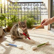 Cotton Swab Shaped Cat Interactive Toy, Extra Large Cat Teaser Wand, 6pcs/Pack, Suitable For Cats And Dogs, Outdoor Training, Indoor Boredom, Durable Teething Rope, Large Interactive Cat Kick Toy Gift Accessory - Multicolor - View 1