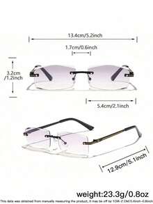 Gafas sin montura con lentes lisas biseladas para hombres, adecuadas para uso diario - Multicolor - Ver 4