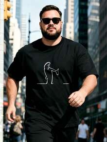 AnChiStreetwear - Plus Size Men's Fashion "Goodness" Minimalist Graphic Print Casual Short Sleeve T-Shirt, Suitable For Daily, Streetwear, Outdoor Wear - Black - View 1
