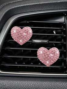 2pcs Rhinestone Decor Heart Design Car Air Outlet Clip - A - View 5