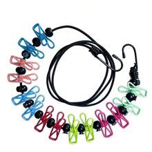 Juego de 2 piezas de tendedero retráctil portátil con pinzas y ganchos de fijación para secado de ropa en interiores, camping al aire libre y viajes, kit de accesorios para tendedero - Multicolor - Ver 12