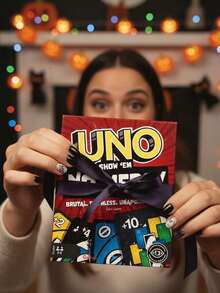 Mattel UNO NO MERCY 特別版卡牌遊戲，派對破冰首選，適合青少年與玩家的競爭趣味遊戲，遊戲玩家禮物，生日、聖誕、萬聖節送禮佳品 - 彩色 - 查看 5