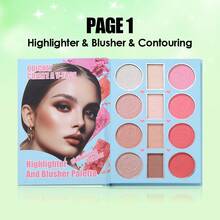 Julystar Dual Page Face Eye Integrated Makeup Palette, Sculpt Contour Flush Blush Luminous Highlight & Multi Tone Eyeshadow, Mild Skin Friendly Formula, Long Lasting Non Creasing On Eyelids - Set - View 6