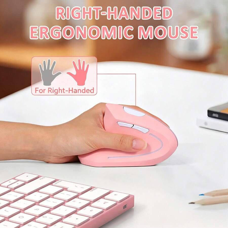 Ergonomic Vertical Wireless Mouse, Bluetooth & 2.4G Dual Mode Computer Mouse, RGB Light Type-C Rechargeable Mouse , 3 DPI Adjustable, Silent Click, 6 Buttons, Carpal Tunnel Relief,Compatible With Laptop PC Tablet Android,For Home Office Gaming